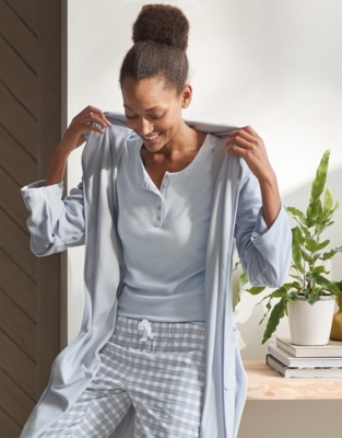 Sleep Rib Henley Pajama Top The White Company US