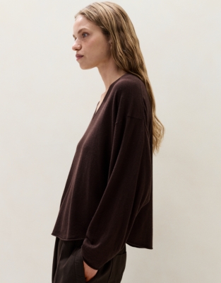 Slouchy V Neck Jumper with Cashmere