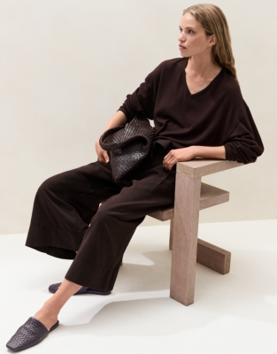 Slouchy V Neck Jumper with Cashmere