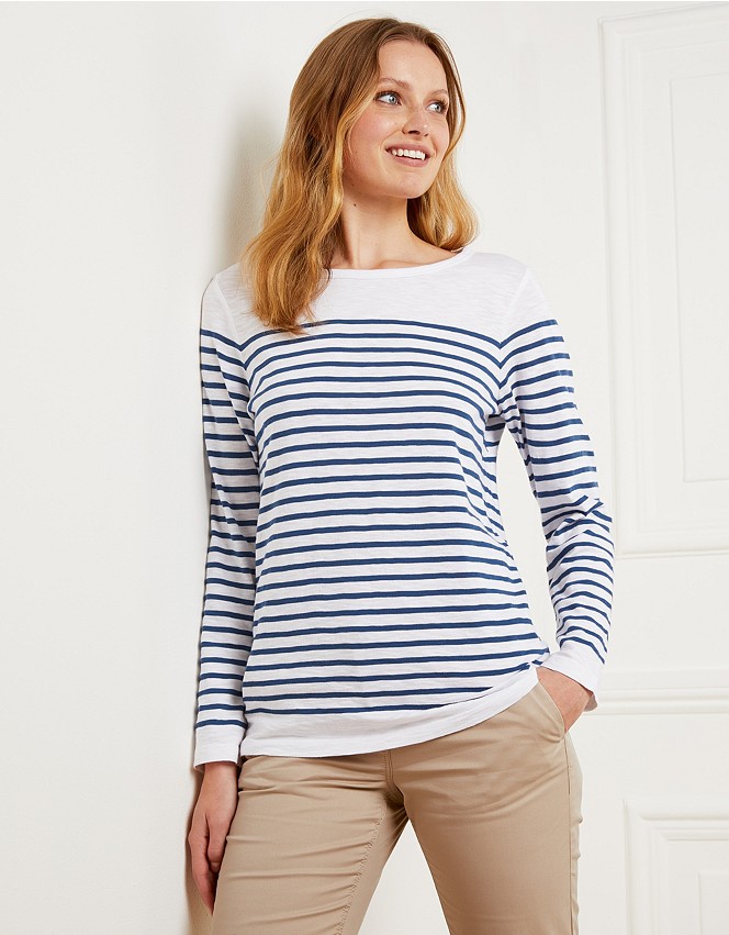 Slub-Cotton Stripe T-Shirt | Clothing Sale | The White Company UK