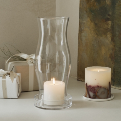 Small Glass Candle Plate Candle Holders The White Company US
