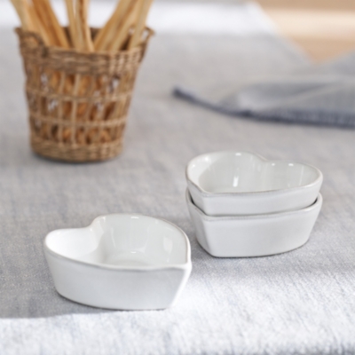 Small Porto Heart Dishes – Set of 3 - White