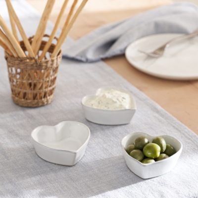 Small Porto Heart Dishes – Set of 3 - White