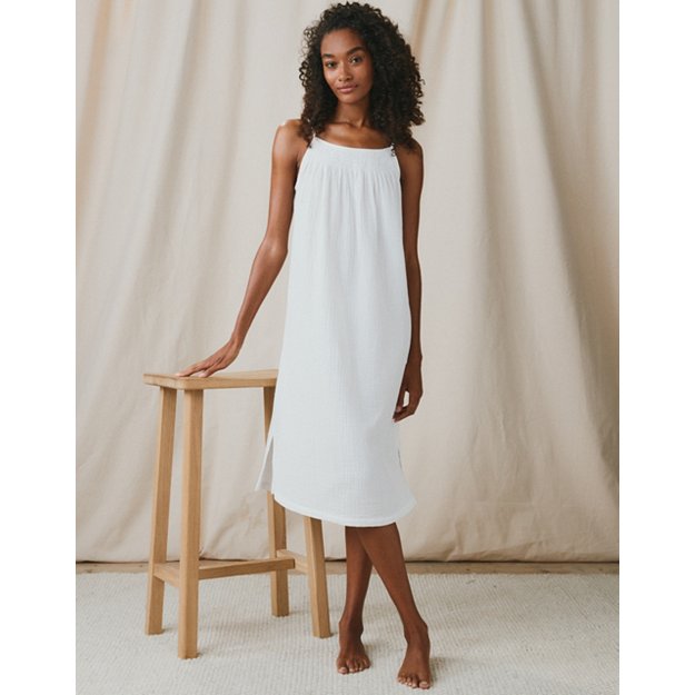 Smocked Double-Organic-Cotton Nightie | Nightdresses | The White Company UK