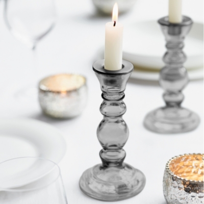 Smoked Glass Dinner Candle Holder Candle Holders The White Company UK