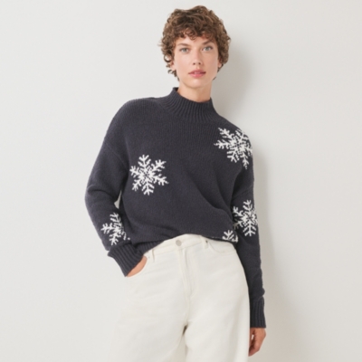 Snowflake Funnel Neck Jumper with Organic Cotton