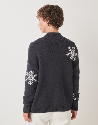 Snowflake Funnel Neck Jumper with Organic Cotton