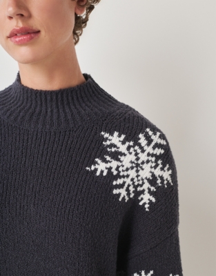 Snowflake Funnel Neck Jumper with Organic Cotton