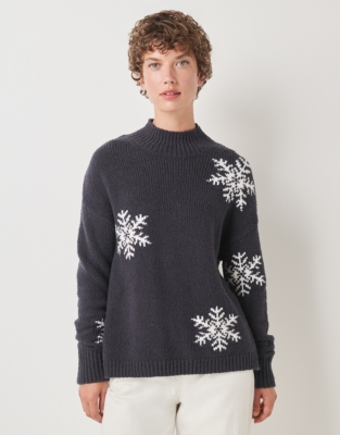 Snowflake Funnel Neck Jumper with Organic Cotton