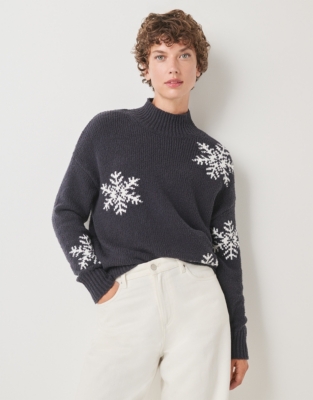 Snowflake Funnel Neck Jumper with Organic Cotton