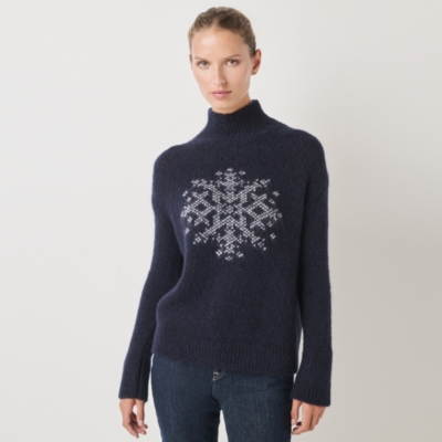 Snowflake Intarsia Sweater with Alpaca