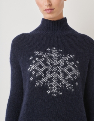 Snowflake Intarsia Sweater with Alpaca