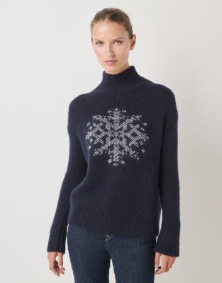 Snowflake Intarsia Sweater with Alpaca