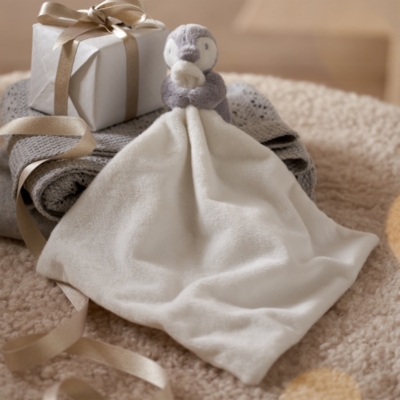 The white best sale company baby comforter