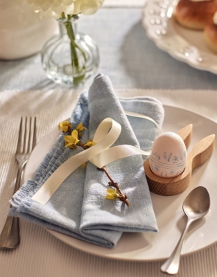 Soft Blue Fringed Napkins – Set of 4