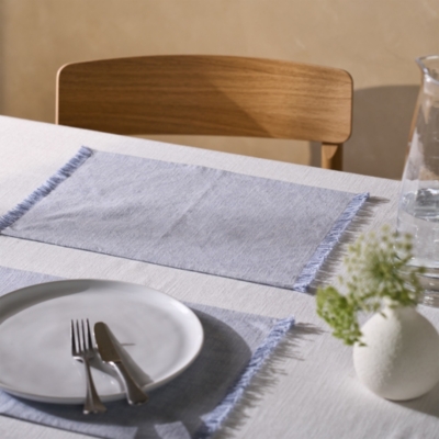 Soft Blue Fringed Placemats – Set of 2