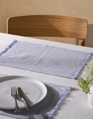 Soft Blue Fringed Placemats – Set of 2