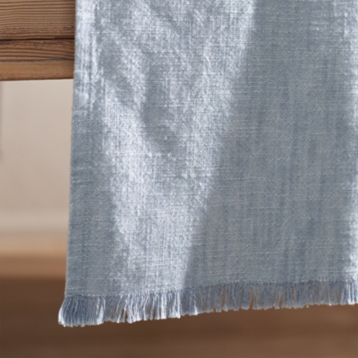 Soft Blue Fringed Table Runner