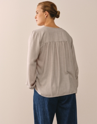 Soft Boho Blouse - Pale Grey Marl