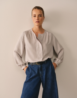 Soft Boho Blouse - Pale Grey Marl