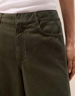 Soft Casual Straight Leg Trousers - Khaki
