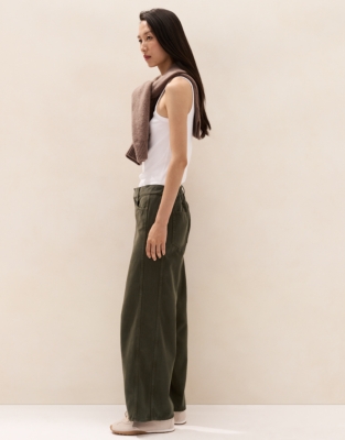 Soft Casual Straight Leg Trousers - Khaki