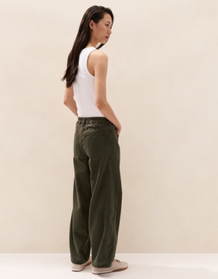 Soft Casual Straight Leg Trousers - Khaki