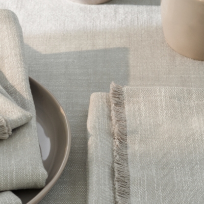 Soft Grey Fringed Napkins – Set of 4