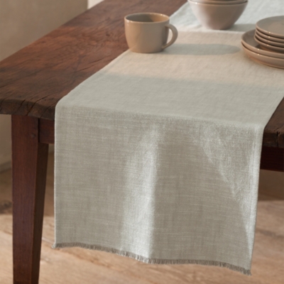 Soft Grey Fringed Table Runner