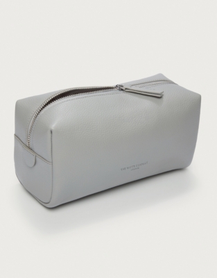 Soft Leather Make Up Bag - Soft Grey