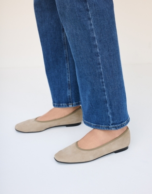 Soft Suede Square Toe Ballet Flats