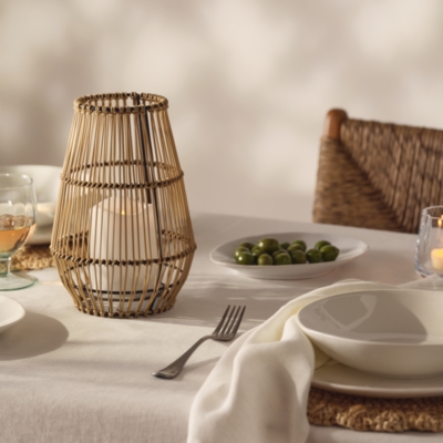 Solar Wicker Lantern with LED Candle