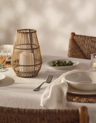 Solar Wicker Lantern with LED Candle