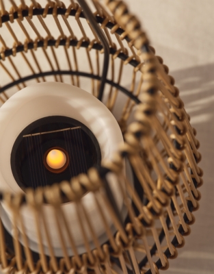 Solar Wicker Lantern with LED Candle