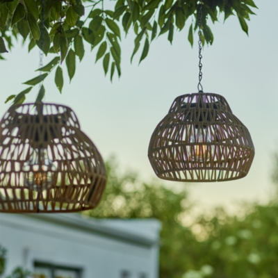 Solar Wicker Pendant Light