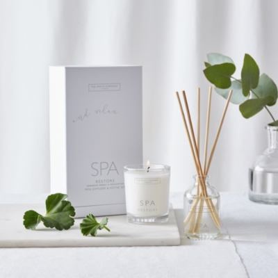 Spa Restore Mini Diffuser & Votive Candle Gift Set Candles