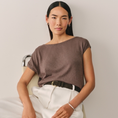 Sparkle Asymmetric Knitted T-shirt with Recycled Cotton