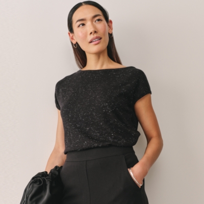 Sparkle Asymmetric Knitted T-shirt with Recycled Cotton