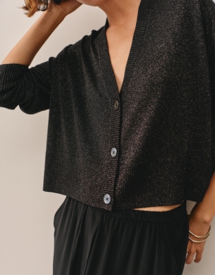 Sparkle Boxy Cardigan with Viscose