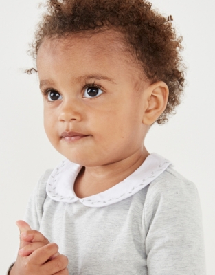 Sparkle Collar Embroidery Bodysuit Baby & Children's Sale The White