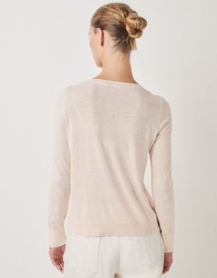 Sparkle Crew Neck Jumper with Recycled Cotton - Pale Pink