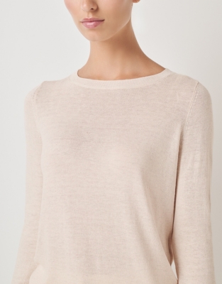 Sparkle Crew Neck Jumper with Recycled Cotton - Pale Pink