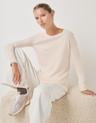 Sparkle Crew Neck Jumper with Recycled Cotton - Pale Pink