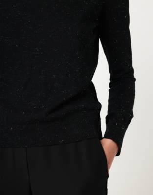 Sparkle Crew Neck Jumper with Recycled Cotton - Black