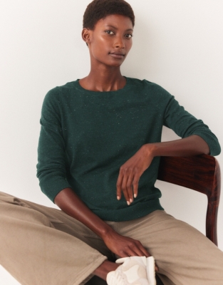 Sparkle Crew Neck Sweater With Recycled Cotton - Moss
