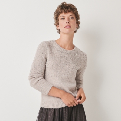 Sparkle Embellished Crew Neck Jumper with Alpaca