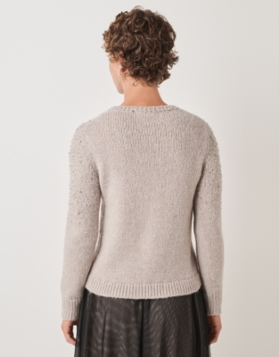 Sparkle Embellished Crew Neck Jumper with Alpaca