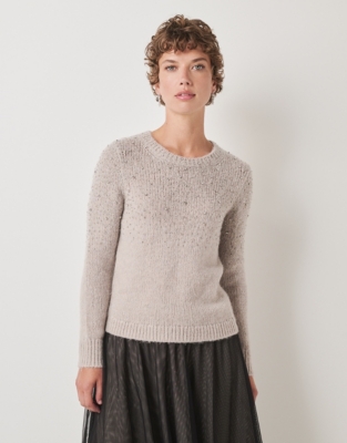 Sparkle Embellished Crew Neck Jumper with Alpaca