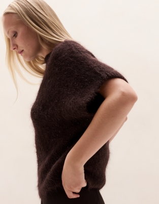 Sparkle Extended Shoulder T-Shirt with Alpaca