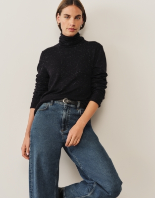 Sparkle Funnel Neck Jumper with Recycled Cotton